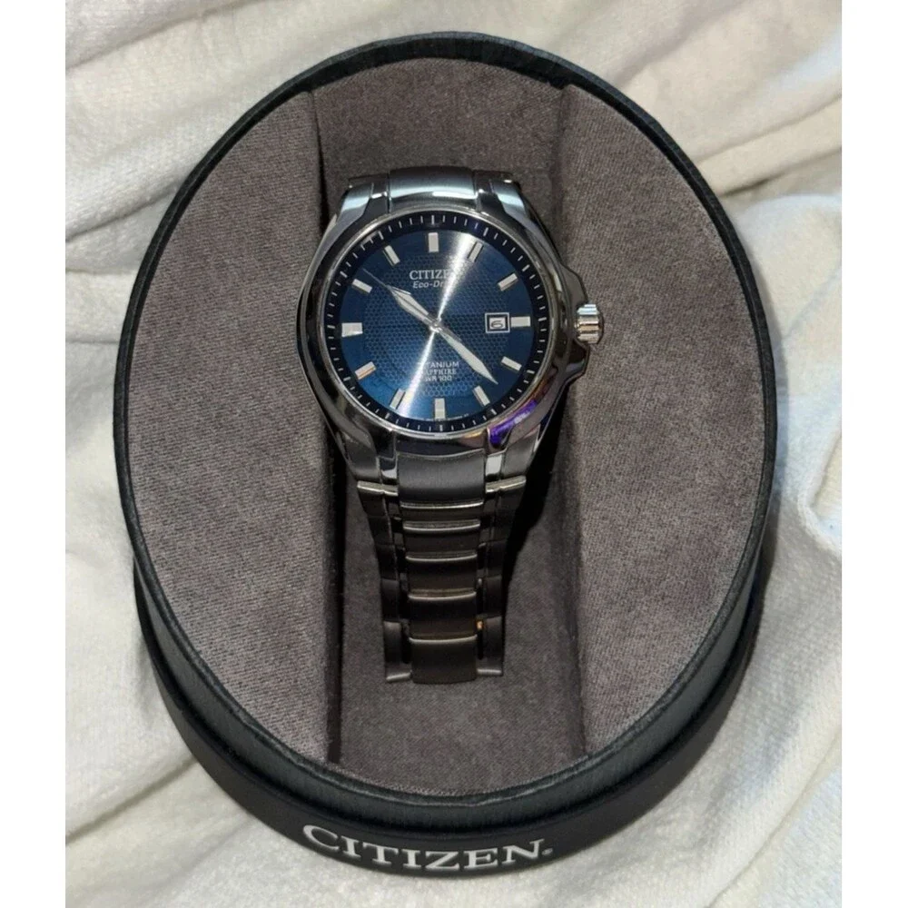 Citizen Eco-Drive Blue Dial Bracelet Titanium Men's‎ Watch BM7170-53L